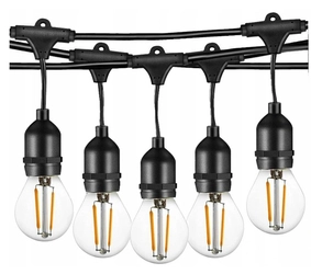 Girlanda ogrodowa 20m 40pkt + 40szt żarówka retro Edison LED 2W G45 E27 2700K ciepła