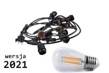 Zestaw girlanda ogrodowa żarówkowa 5m 5pkt+5szt żarówka vintage Edison LED 4W ST45 E27 2800K