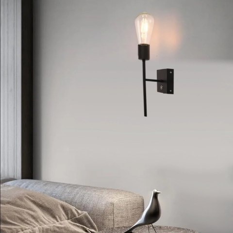 Kinkiet Ścienny LED E27 Czarny Loft Metalowy z USB Bezprzewodowy Kinkiet Ścienny LED E27 Czarny Loft Metalowy z USB Bezprzewodowy