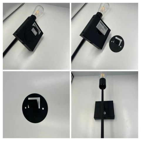 Kinkiet Ścienny LED E27 Czarny Loft Metalowy z USB Bezprzewodowy Kinkiet Ścienny LED E27 Czarny Loft Metalowy z USB Bezprzewodowy