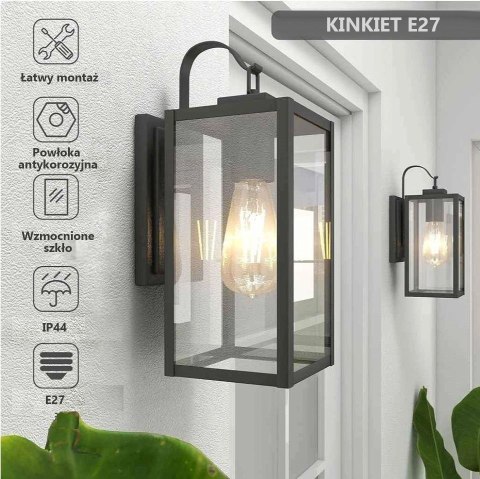 Lampa Elewacyjna Kinkiet Ogrodowy E27 LED Latarnia na Filament Lampa Elewacyjna Kinkiet Ogrodowy E27 LED Latarnia na Filament