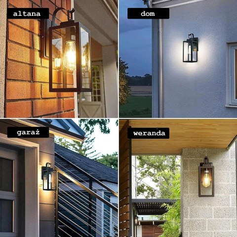Lampa Elewacyjna Kinkiet Ogrodowy E27 LED Latarnia na Filament Lampa Elewacyjna Kinkiet Ogrodowy E27 LED Latarnia na Filament