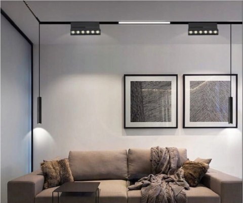 Lampa magnetyczna LED 20W 4000K szynowa liniowa czarna 48V neutralna barwa Lampa magnetyczna LED 20W 4000K szynowa liniowa czarna 48V neutralna barwa