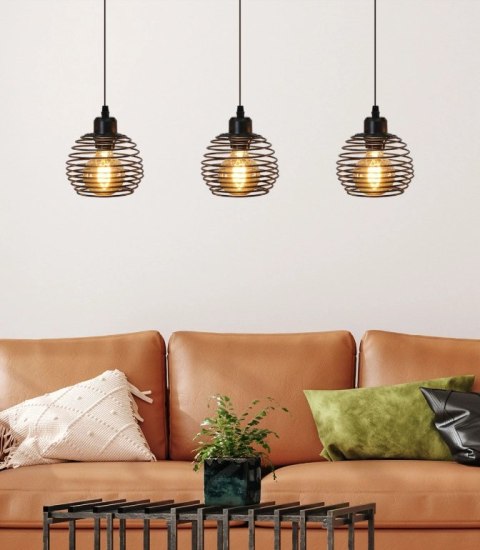 Lampa sufitowa wisząca czarna loft stołowa 3xE27 Lampa sufitowa wisząca czarna loft stołowa 3xE27