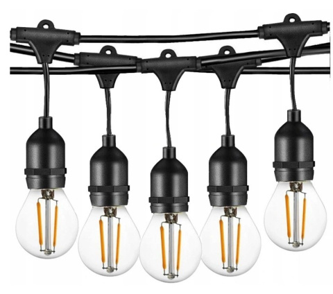 Girlanda ogrodowa świetlna 15m 15pkt + 15szt żarówka Edison LED 2W G45 E27 2700K ciepła nazwy Girlanda ogrodowa świetlna 15m 15pkt + 15szt żarówka Edison LED 2W G45 E27 2700K ciepła nazwy