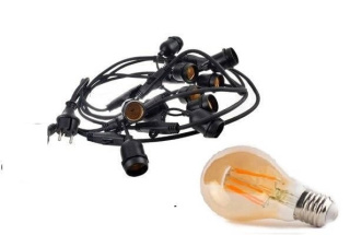 Zestaw girlanda ogrodowa żarówkowa 20m 20pkt + 20szt żarówka vintage retro Edison Filament LED 6W A60 E27 2300K