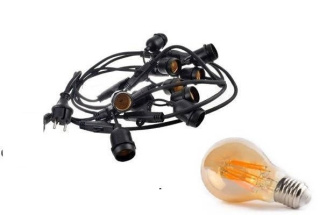 Zestaw girlanda ogrodowa żarówkowa 20m 20pkt + 20szt żarówka vintage retro Edison Filament LED 8W A60 E27 2300K