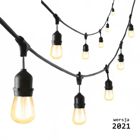 Zestaw girlanda ogrodowa żarówkowa 5m 5pkt+5szt żarówka vintage Edison LED 2W ST45 E27 2800K Zestaw girlanda ogrodowa żarówkowa 5m 5pkt+5szt żarówka vintage Edison LED 2W ST45 E27 2800K