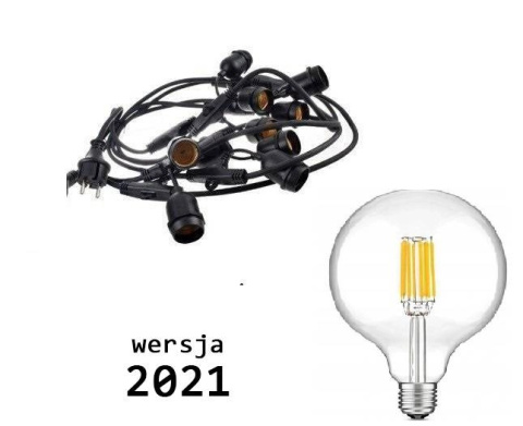 Girlanda świetlna na taras, balkon 10mb z 10szt żarówek vintage LED 8W G80 E27 2700K Girlanda świetlna na taras, balkon 10mb z 10szt żarówek vintage LED 8W G80 E27 2700K