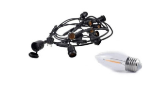 Zestaw girlanda ogrodowa 20m 40pkt + 40szt żarówka 1W C350 E27 2700K barwa ciepła biała