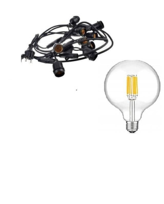 Zestaw girlanda ogrodowa żarówkowa 20m 20pkt + 20 szt żarówka vintage Edison LED 8W G80 E27 4000K