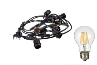 Zestaw girlanda ogrodowa żarówkowa 20m 20pkt + 20 szt żarówka vintage Edison LED A60 E27 2700K 8W