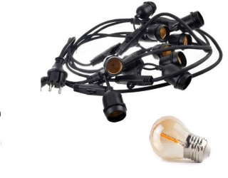 Zestaw girlanda ogrodowa żarówkowa 20m 20pkt + 20szt żarówka vintage Edison LED 1W G45 E27 2300K