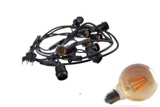 Zestaw girlanda ogrodowa żarówkowa 20m 20pkt + 20szt żarówka vintage retro Edison Filament LED 8W G80 E27 2300K