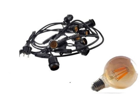 Zestaw girlanda ogrodowa żarówkowa 20m 20pkt + 20szt żarówka vintage retro Edison Filament LED 8W G80 E27 2300K Zestaw girlanda ogrodowa żarówkowa 20m 20pkt + 20szt żarówka vintage retro Edison Filament LED 8W G80 E27 2300K