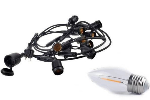 Zestaw girlanda ogrodowa żarówkowa 5m 5pkt + 5szt żarówka Edison LED 1W C350 E27 2700K Zestaw girlanda ogrodowa żarówkowa 5m 5pkt + 5szt żarówka Edison LED 1W C350 E27 2700K