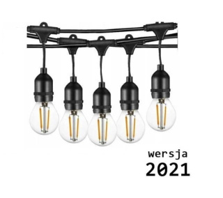 Zestaw girlanda sieciowa ogrodowa 5m 5pkt+5szt żarówki retro Edison LED 2W G45 E27 2700K ciepła