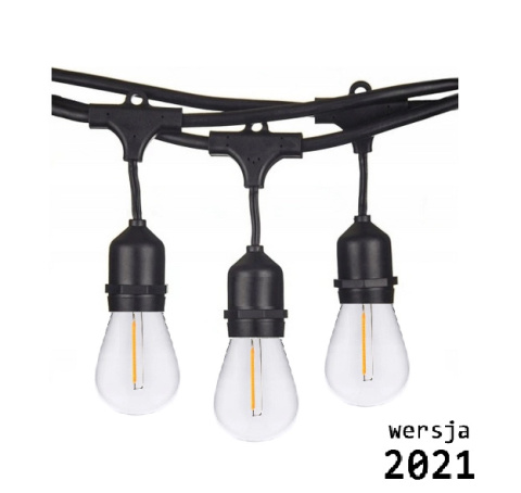 Girlanda ogrodowa żarówkowa 10m 10pkt+10szt żarówka Edison LED 1W ST45 E27 2800K Girlanda ogrodowa żarówkowa 10m 10pkt+10szt żarówka Edison LED 1W ST45 E27 2800K