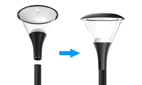 Lampa parkowa latarnia uliczna czarna LED 60W 5000K 6000lm ściemnialna 3w1 Lampa parkowa latarnia uliczna czarna LED 60W 5000K 6000lm ściemnialna 3w1