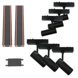 Oświetlenie szynowe magnetyczne 2x SZYNA 1m + 3x7W lampa SPOT + 3x12W lampa SPOT magnetyczna neutralna LED + złączka