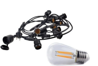 Zestaw girlanda ogrodowa LED 20m 40pkt + 40szt żarówka 4W ST45 E27 2800K barwa ciepła biała